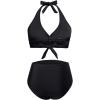 imageHolipick Women Two Piece Swimsuit High Waisted Bikini Sets Halter Top with Bottoms Tummy Comtrol Bathing SuitBlack