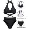 imageHolipick Women Two Piece Swimsuit High Waisted Bikini Sets Halter Top with Bottoms Tummy Comtrol Bathing SuitBlack