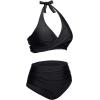 imageHolipick Women Two Piece Swimsuit High Waisted Bikini Sets Halter Top with Bottoms Tummy Comtrol Bathing SuitBlack