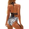 imageHolipick Women Two Piece Swimsuit High Waisted Bikini Sets Halter Top with Bottoms Tummy Comtrol Bathing SuitBlack Snakeskin