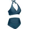 imageHolipick Women Two Piece Swimsuit High Waisted Bikini Sets Halter Top with Bottoms Tummy Comtrol Bathing SuitGreen