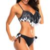 imageHolipick Women Two Piece Swimsuit Push Up Underwire Bikini Sets Sexy Bathing Suits Ruffle Bikini Top with Bottom Teen GirlsBlack