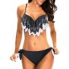 imageHolipick Women Two Piece Swimsuit Push Up Underwire Bikini Sets Sexy Bathing Suits Ruffle Bikini Top with Bottom Teen GirlsBlack