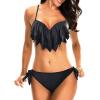 imageHolipick Women Two Piece Swimsuit Push Up Underwire Bikini Sets Sexy Bathing Suits Ruffle Bikini Top with Bottom Teen GirlsSolid Black