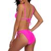 imageHolipick Women Two Piece Swimsuit Sexy Triangle Bathing Suit Top String Bikini Sets Tie Side SwimwearPink