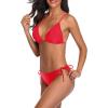 imageHolipick Women Two Piece Swimsuit Sexy Triangle Bathing Suit Top String Bikini Sets Tie Side SwimwearRed
