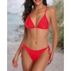 imageHolipick Women Two Piece Swimsuit Sexy Triangle Bathing Suit Top String Bikini Sets Tie Side SwimwearRed