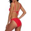 imageHolipick Women Two Piece Swimsuit Sexy Triangle Bathing Suit Top String Bikini Sets Tie Side SwimwearRed