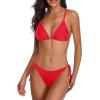imageHolipick Women Two Piece Swimsuit Sexy Triangle Bathing Suit Top String Bikini Sets Tie Side SwimwearRed