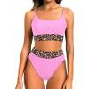 imageHolipick High Waisted Bikini Sets for Women Tummy Control Two Piece Swimsuit Mesh Sport Bathing Suit with BottomPink