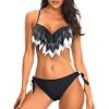 imageHolipick Women Two Piece Swimsuit Push Up Underwire Bikini Sets Sexy Bathing Suits Ruffle Bikini Top with Bottom Teen GirlsBlack