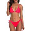 imageHolipick Women Two Piece Swimsuit Sexy Triangle Bathing Suit Top String Bikini Sets Tie Side SwimwearRed
