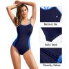 imageHolipick Athletic One Piece Swimsuits for Women Training Sport Bathing Suit for Teens Girls Modest SwimwearBlack Blue