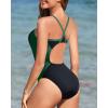 imageHolipick Athletic One Piece Swimsuits for Women Training Sport Bathing Suit for Teens Girls Modest SwimwearGreen