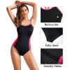 imageHolipick Athletic One Piece Swimsuits for Women Training Sport Bathing Suit for Teens Girls Modest SwimwearRed
