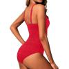 imageHolipick Crochet Tummy Control One Piece Swimsuit Modest Bathing Suit High Neck Full Coverage SwimwearRed