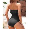 imageHolipick Strapless One Piece Swimsuits for Women Tummy Control Bandeau Bathing Suits Ruffle Slimming SwimwearBlack
