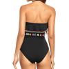 imageHolipick Strapless One Piece Swimsuits for Women Tummy Control Bandeau Bathing Suits Ruffle Slimming SwimwearBlack With Tassel