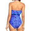 imageHolipick Strapless One Piece Swimsuits for Women Tummy Control Bandeau Bathing Suits Ruffle Slimming SwimwearBlue Paisley