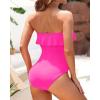 imageHolipick Strapless One Piece Swimsuits for Women Tummy Control Bandeau Bathing Suits Ruffle Slimming SwimwearHot Pink