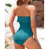 imageHolipick Strapless One Piece Swimsuits for Women Tummy Control Bandeau Bathing Suits Ruffle Slimming SwimwearTeal