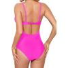 imageHolipick Tummy Control One Piece Swimsuits for Women Ruched Bathing Suits V Neck Slimming SwimwearHot Pink 1