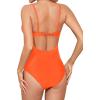 imageHolipick Tummy Control One Piece Swimsuits for Women Ruched Bathing Suits V Neck Slimming SwimwearOrange 1