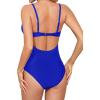 imageHolipick Tummy Control One Piece Swimsuits for Women Ruched Bathing Suits V Neck Slimming SwimwearRoyal Blue 1