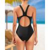 imageHolipick Women Athletic One Piece Swimsuits Racerback Sport Bathing Suits Full Coverage Modest SwimwearBlack