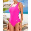 imageHolipick Women Athletic One Piece Swimsuits Racerback Sport Bathing Suits Full Coverage Modest SwimwearHot Pink