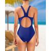 imageHolipick Women Athletic One Piece Swimsuits Racerback Sport Bathing Suits Full Coverage Modest SwimwearNavy Blue