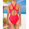 imageHolipick Women Athletic One Piece Swimsuits Racerback Sport Bathing Suits Full Coverage Modest SwimwearRed