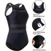 imageHolipick Women High Neck One Piece Swimsuits for Women Mesh Bathing Suits Open Back SwimwearBlack