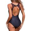 imageHolipick Women High Neck One Piece Swimsuits for Women Mesh Bathing Suits Open Back SwimwearBlack