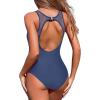 imageHolipick Women High Neck One Piece Swimsuits for Women Mesh Bathing Suits Open Back SwimwearBlue