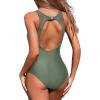imageHolipick Women High Neck One Piece Swimsuits for Women Mesh Bathing Suits Open Back SwimwearCeladon