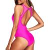 imageHolipick Women High Neck One Piece Swimsuits for Women Mesh Bathing Suits Open Back SwimwearHot Pink