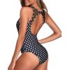 imageHolipick Women High Neck One Piece Swimsuits for Women Mesh Bathing Suits Open Back SwimwearPolka Dot