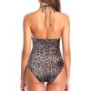 imageHolipick Women One Piece Swimsuit Tummy Control Halter Bathing Suit Sexy Plunge V Neck SwimwearLeopard