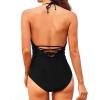 imageHolipick Women One Piece Swimsuits Tummy Control Bathing Suits Halter Swimwear Sexy V Neck Swim SuitBlack
