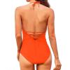 imageHolipick Women One Piece Swimsuits Tummy Control Bathing Suits Halter Swimwear Sexy V Neck Swim SuitOrange