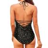 imageHolipick Women One Piece Swimsuits Tummy Control Bathing Suits Halter Swimwear Sexy V Neck Swim SuitStar