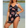 imageHolipick Women Plus Size One Piece Swim Dress Tummy Control Swimsuit with SkirtFloral