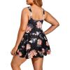 imageHolipick Women Plus Size One Piece Swim Dress Tummy Control Swimsuit with SkirtFloral