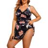 imageHolipick Women Plus Size One Piece Swim Dress Tummy Control Swimsuit with SkirtFloral