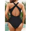 imageHolipick Women Sexy One Piece Swimsuit One Shoulder Bathing Suit Lace Up Swimwear MonokiniBlack