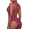 imageHolipick Women Sexy One Piece Swimsuit One Shoulder Bathing Suit Lace Up Swimwear MonokiniBlack and Red Leopard