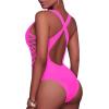 imageHolipick Women Sexy One Piece Swimsuit One Shoulder Bathing Suit Lace Up Swimwear MonokiniHot Pink