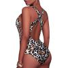 imageHolipick Women Sexy One Piece Swimsuit One Shoulder Bathing Suit Lace Up Swimwear MonokiniLeopard