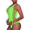 imageHolipick Women Sexy One Piece Swimsuit One Shoulder Bathing Suit Lace Up Swimwear MonokiniNeon Green
